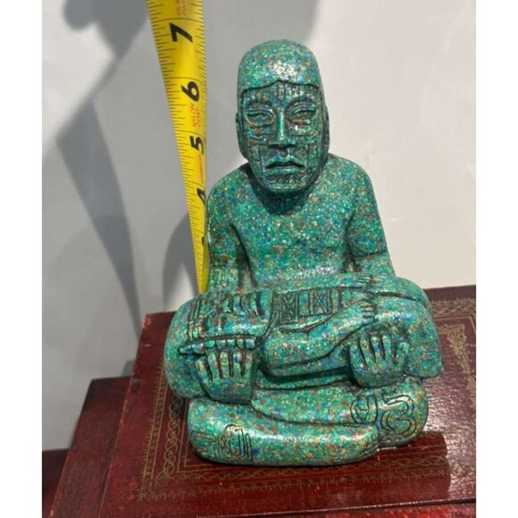 Miniature Inca Woman Baby Statue Turquoise Stone Figurine Modern Reproduction - Picture 9 of 9